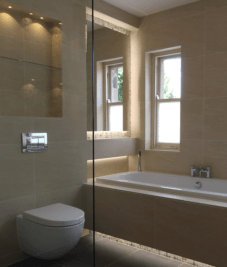 Beautiful tiled bathroom Harrogate tiler PRD ceramics
